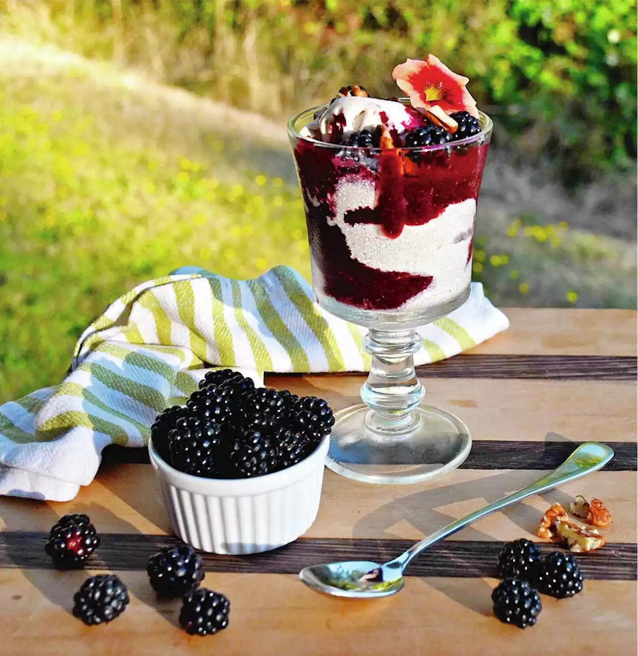 Eric Akis: Fresh blackberry sauce tops a summer ice-cream treat