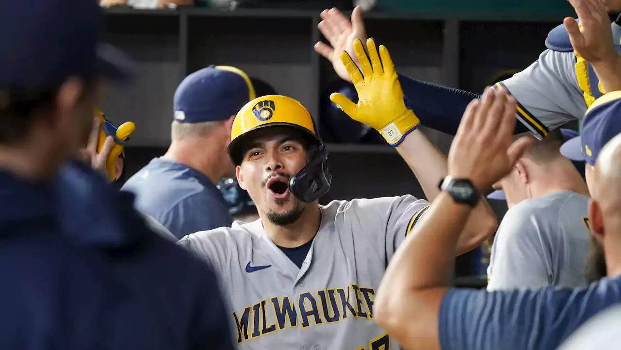 Willy Adames and Carlos Santana power Milwuakee Brewers past Texas Rangers