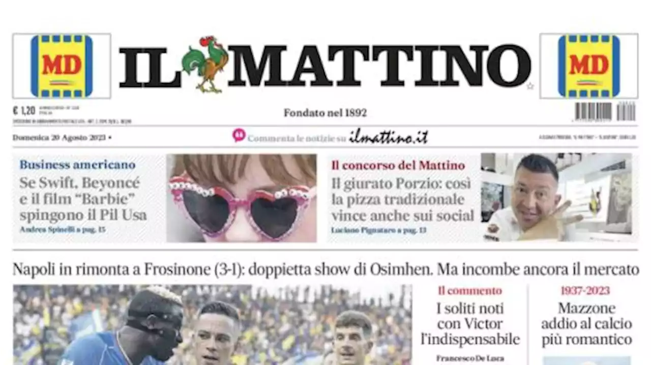 Osimhen trascina il Napoli a Frosinone, Il Mattino in prima pagina: 'Golosi'