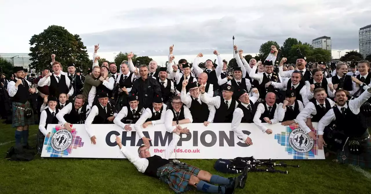 Pipe band celebrate after triumph at world championships