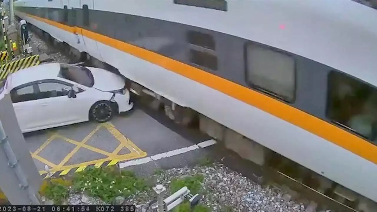 Dramatic video shows drunk driver smashing into speeding train