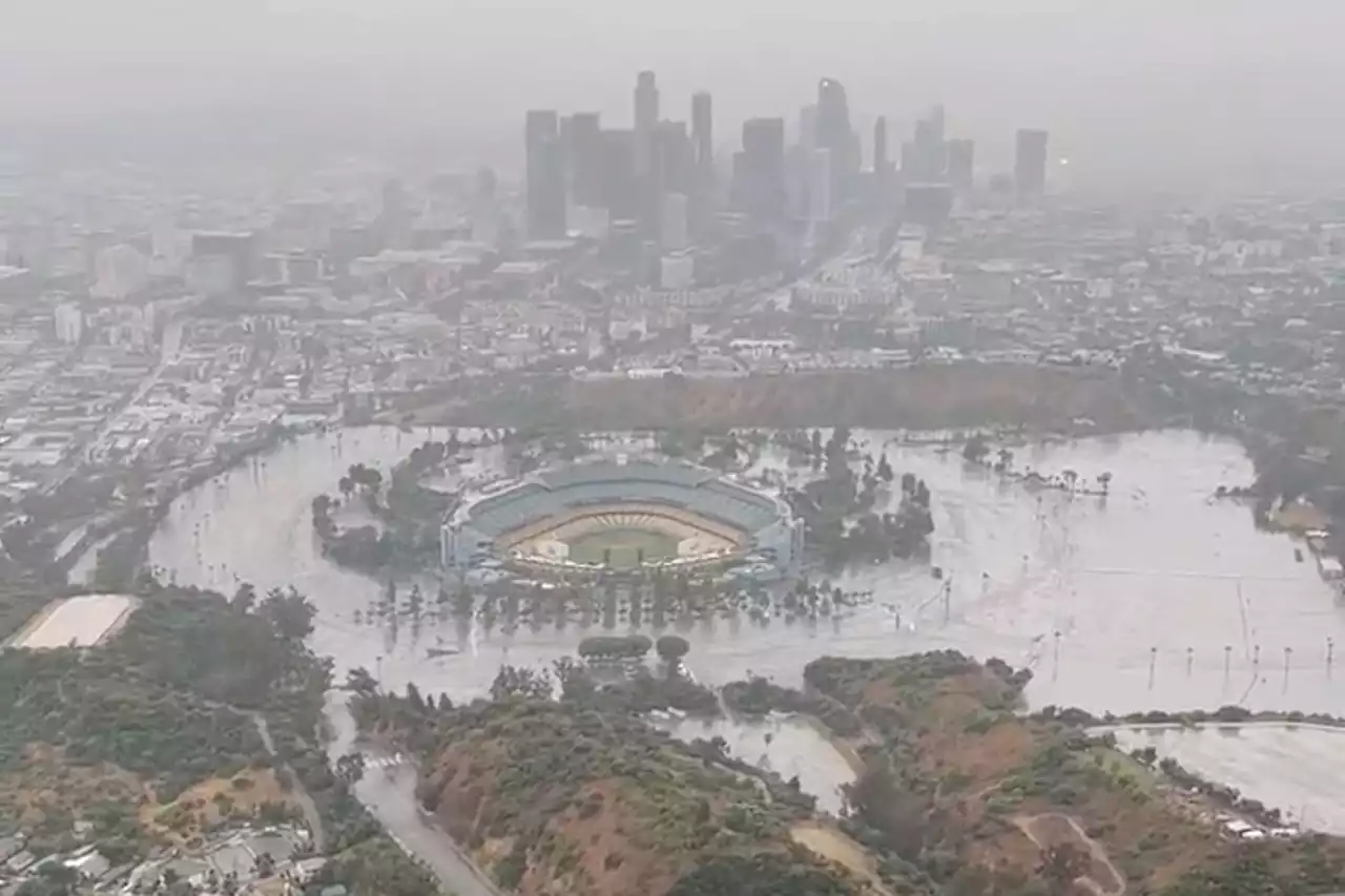 Wild footage show Dodgers Stadium completely flooded as Tropical Storm Hilary wreaks havoc