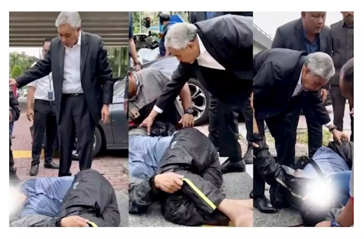 Ahmad Zahid stops to help accident victim in KL