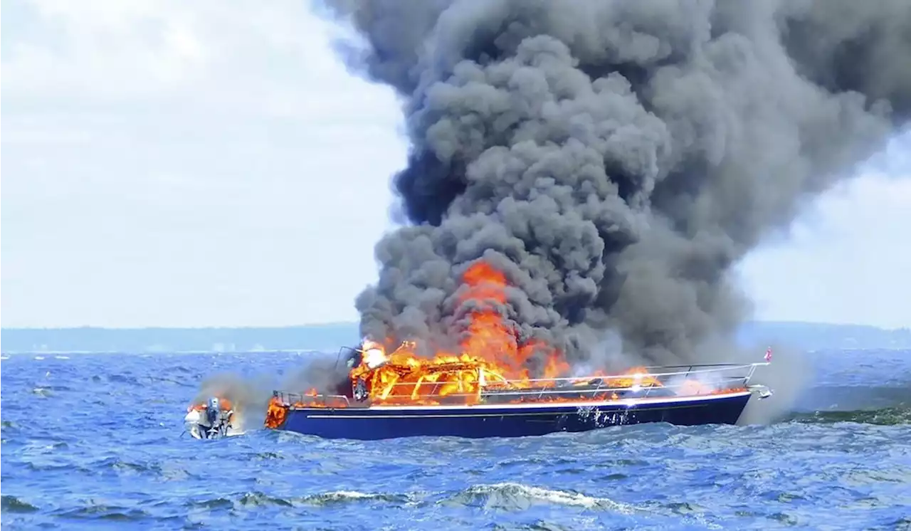 Two boaters jump overboard when 48-foot yacht goes up in flames off Maine coast