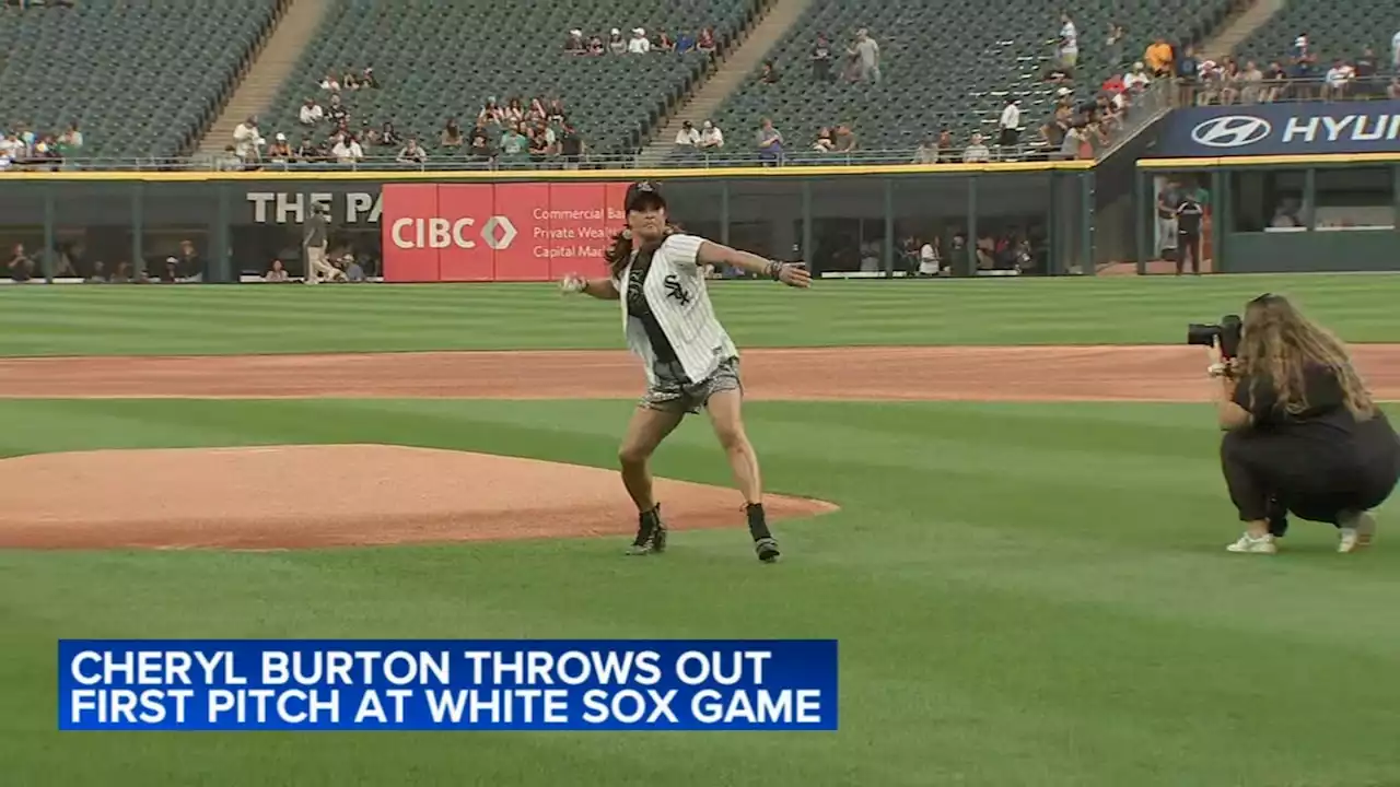 ABC7's Cheryl Burton throws out first pitch at White Sox game