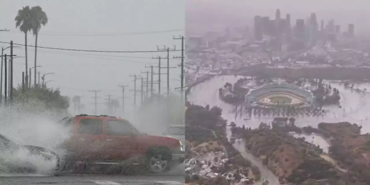 Fuertes inundaciones en Los Ángeles, Dodger Stadium quedó bajo el agua tras el paso de Hilary