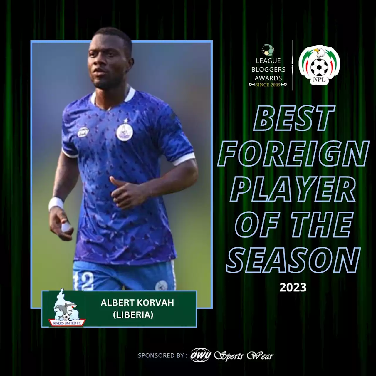 Rivers United forward Korvah named NPFL's Best Foreign Player