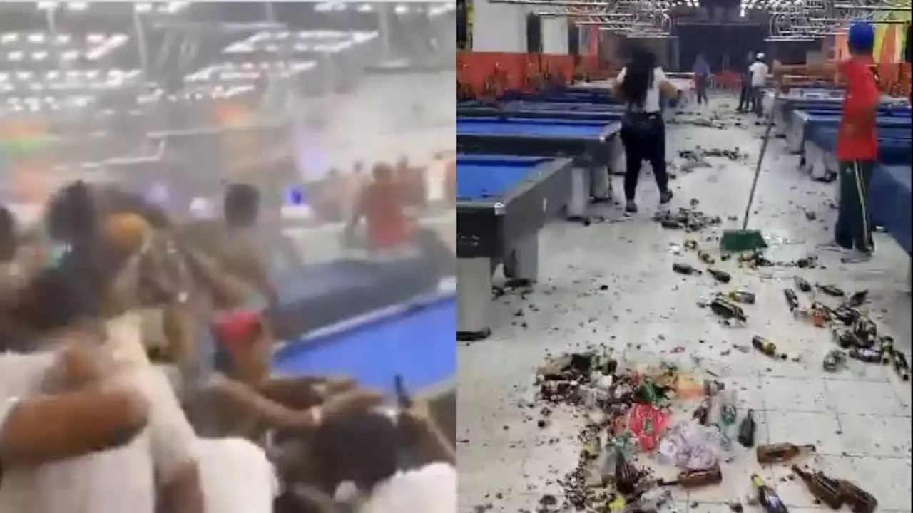 Video: la impactante batalla campal con botellas y balacera en billar de Barranquilla