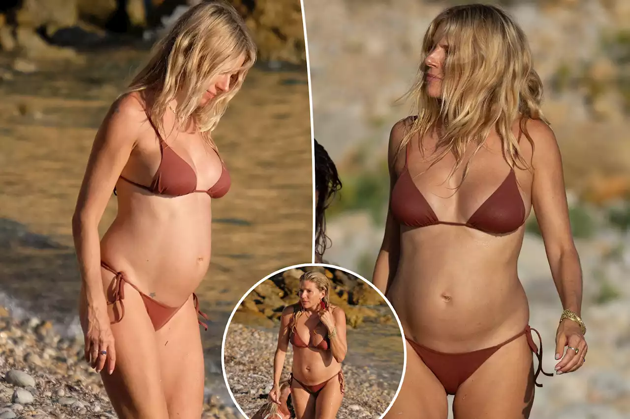 See photos of pregnant Sienna Miller showing off baby bump in bikini