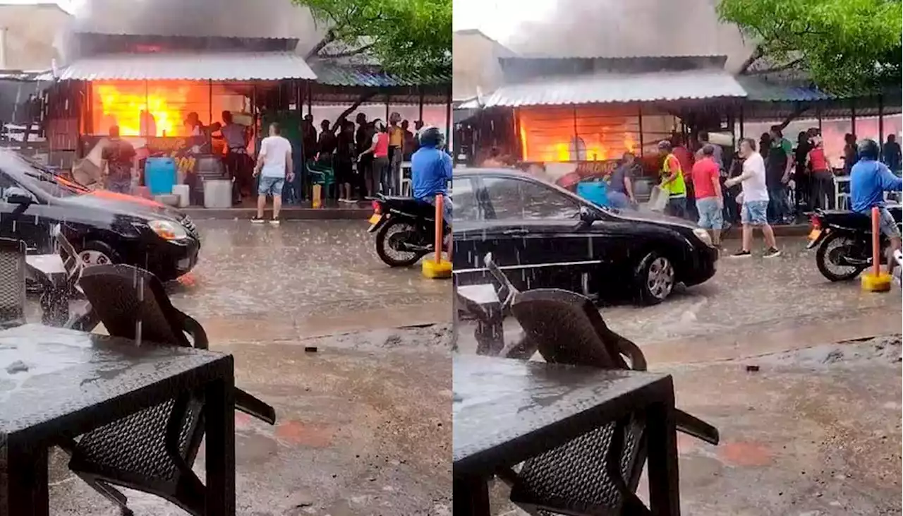 Pánico en la 'Torre del pescado': se incendió local de comidas