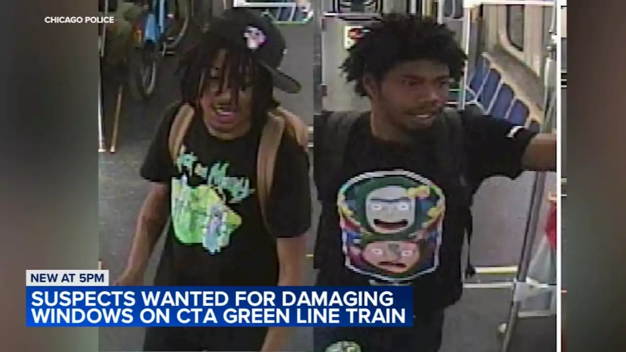 Chicago police searching for suspects accused of kicking, breaking windows on CTA train