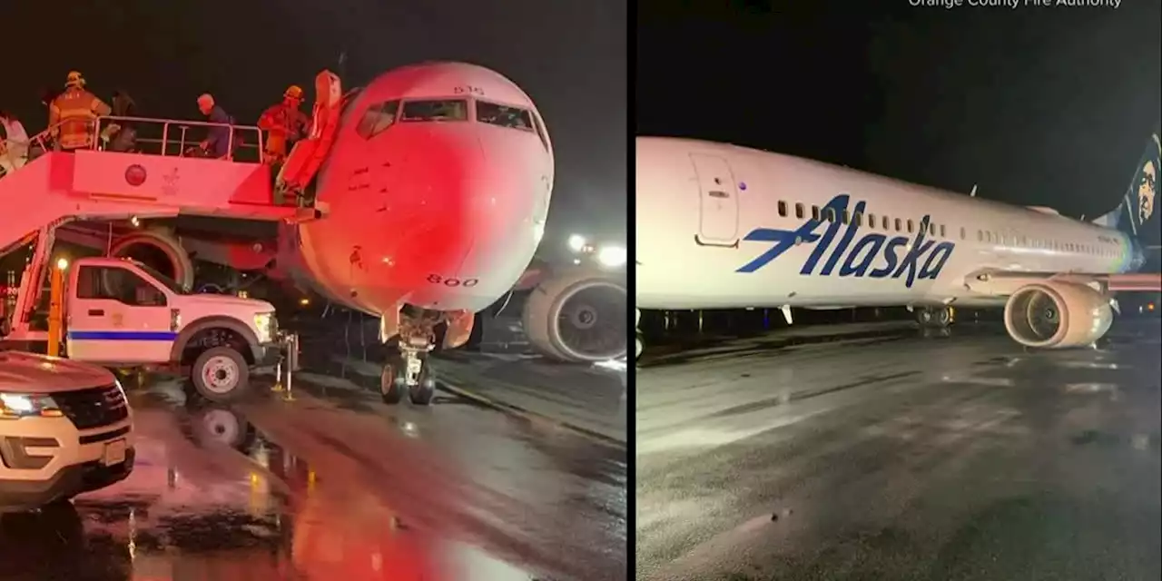 Scary landing as jet’s wheel collapses on touchdown in California during Tropical Storm Hilary