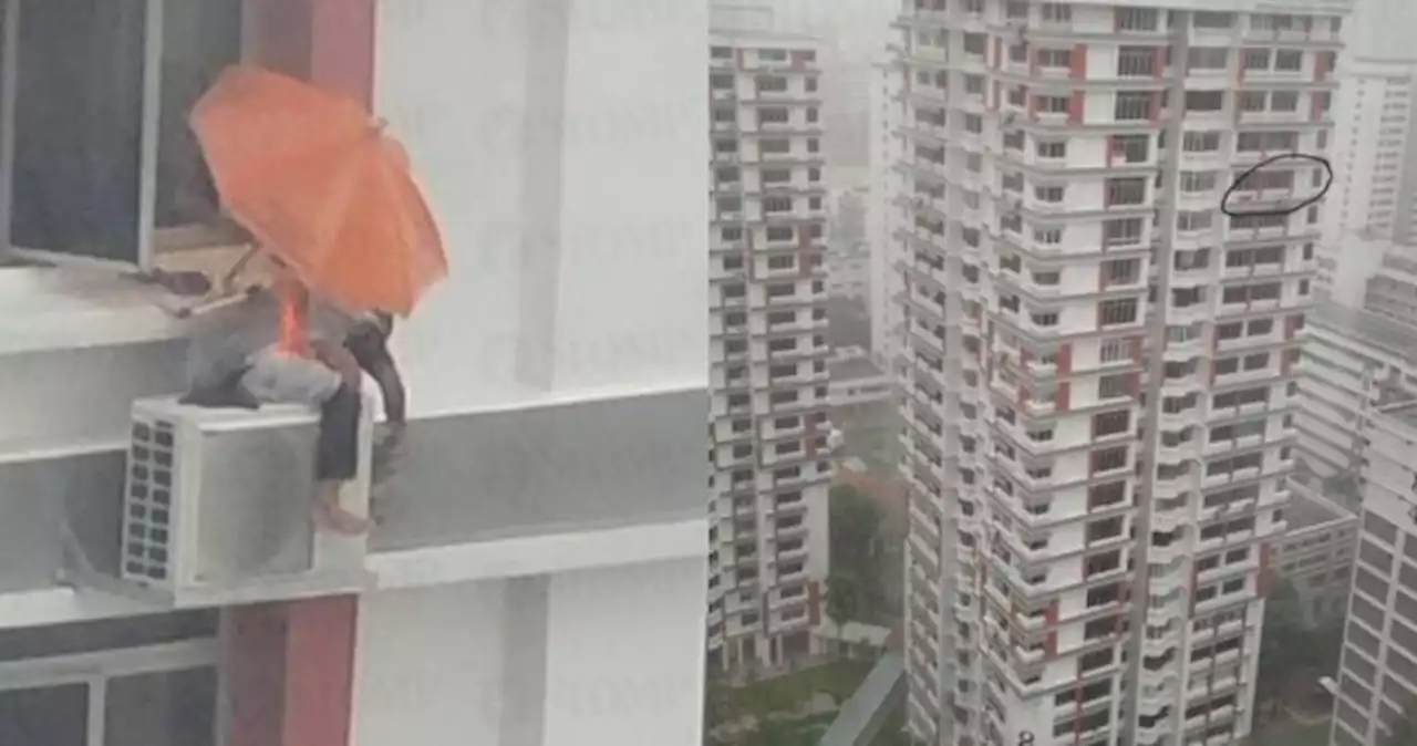 Sight of person sitting on air-con compressor outside flat during downpour spooks Toa Payoh resident