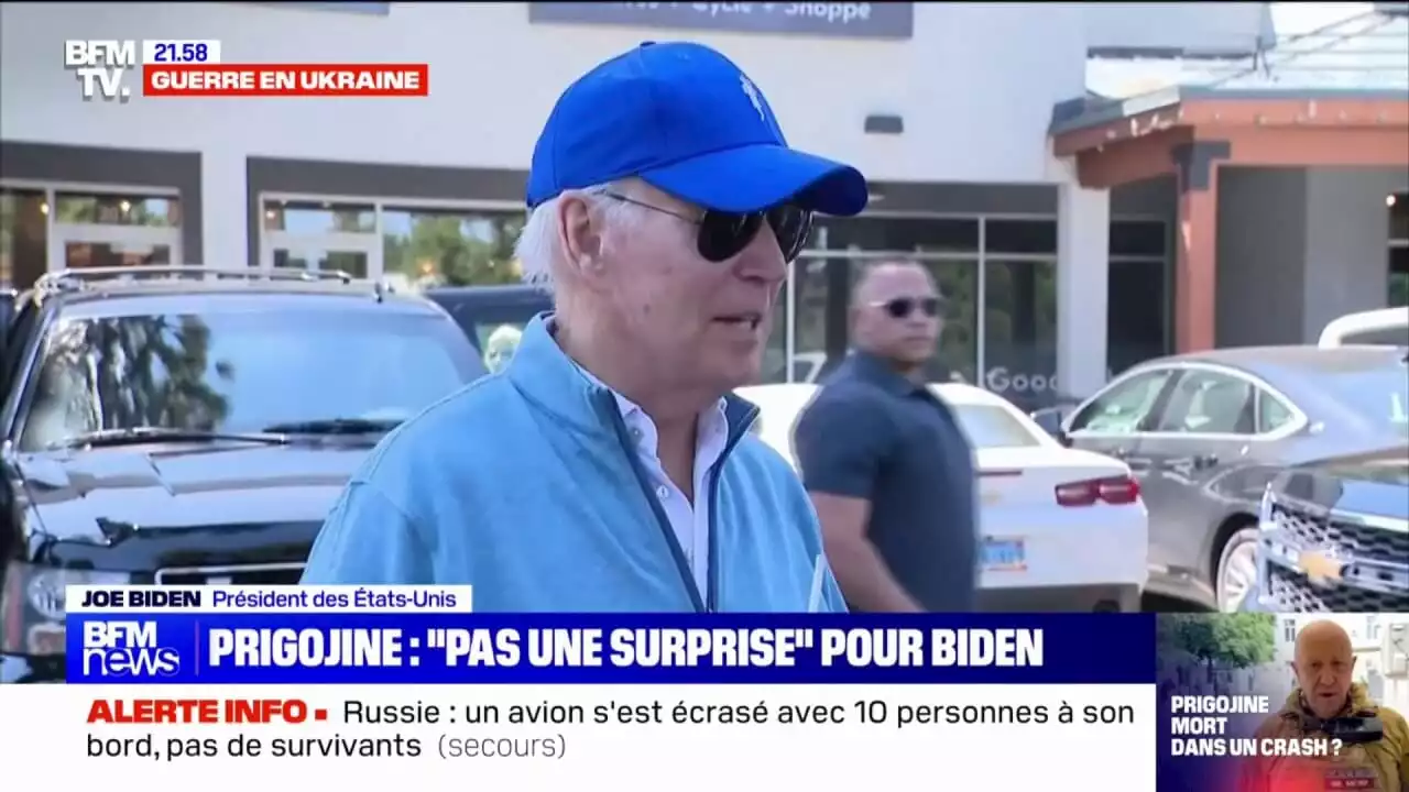 Crash en Russie/Evgueni Prigojine: Joe Biden dit 'ne pas savoir de manière certaine ce qu'il s'est passé' mais que 'pas grand-chose ne se passe en Russie sans que Poutine ne soit derrière'