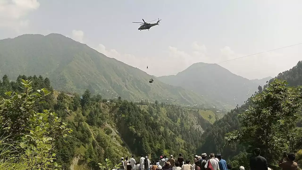 The children stuck on Pakistani cable car which broke down at 1,200ft