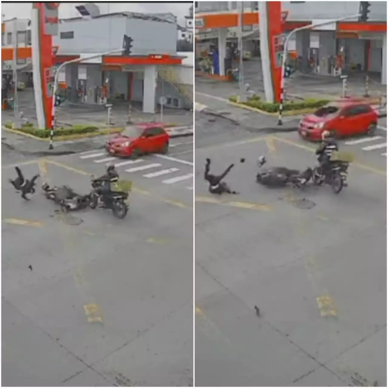 En video: impresionante accidente de camioneta contra motociclista por cruzar semáforo