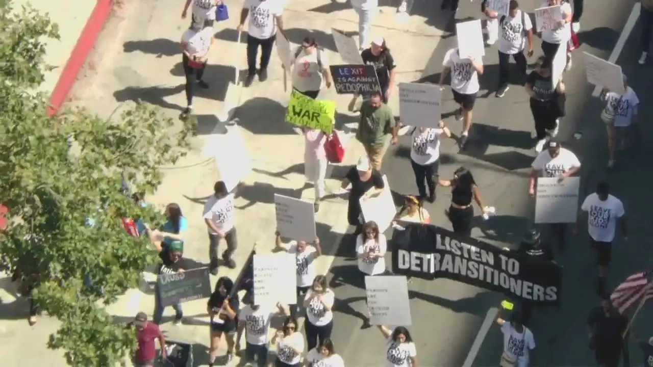 'Saving' or 'Silencing'? LGBTQ+ groups clash with parental rights protestors in DTLA rally at LAUSD offices