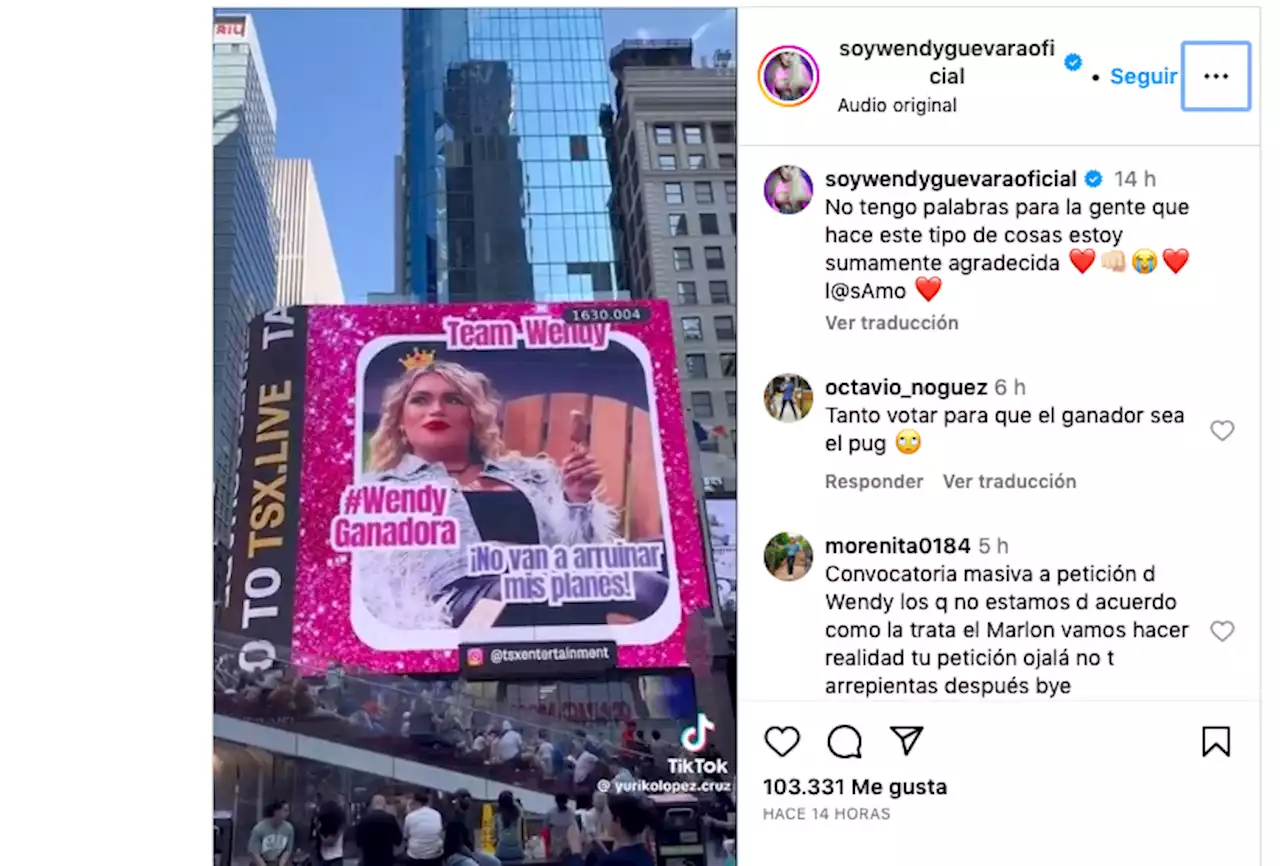 Wendy Guevara aparece en pantallas de Times Square