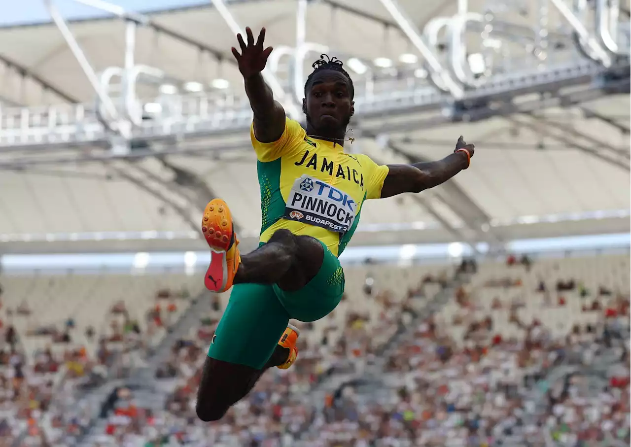 Athletics-Pinnock flies to a world-leading distance in long jump qualifying