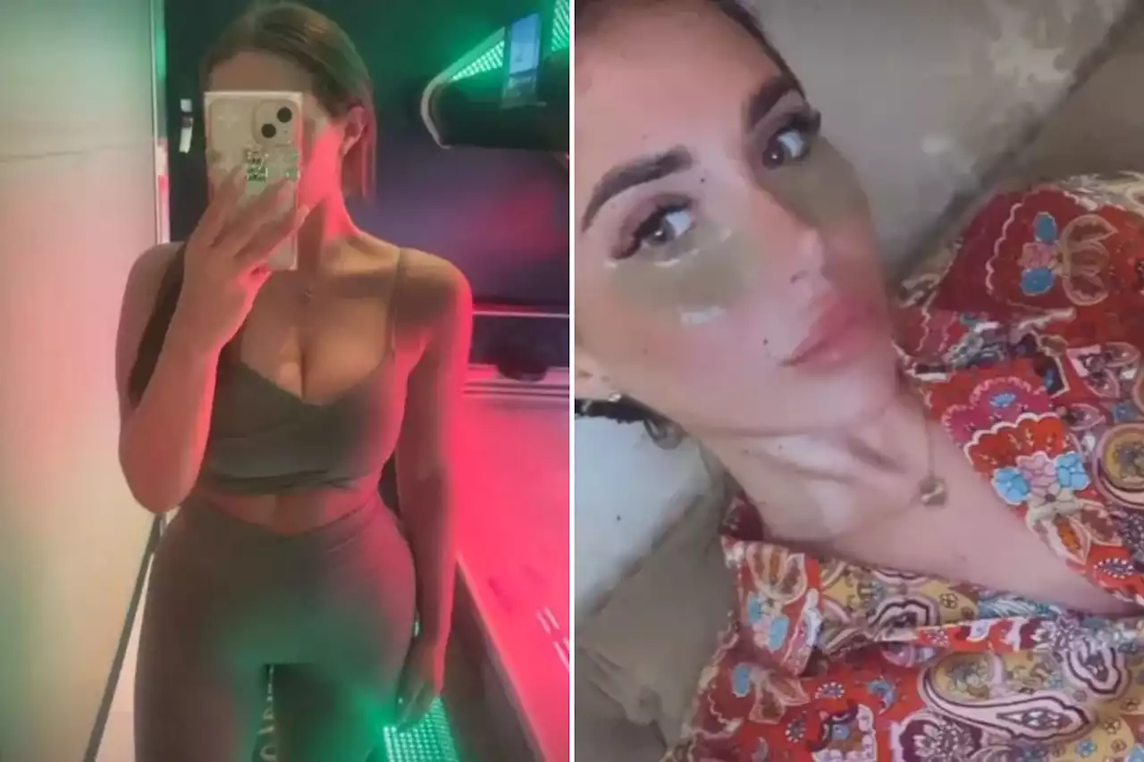 Chloe Brockett shows off her tiny waist during Towie suspension