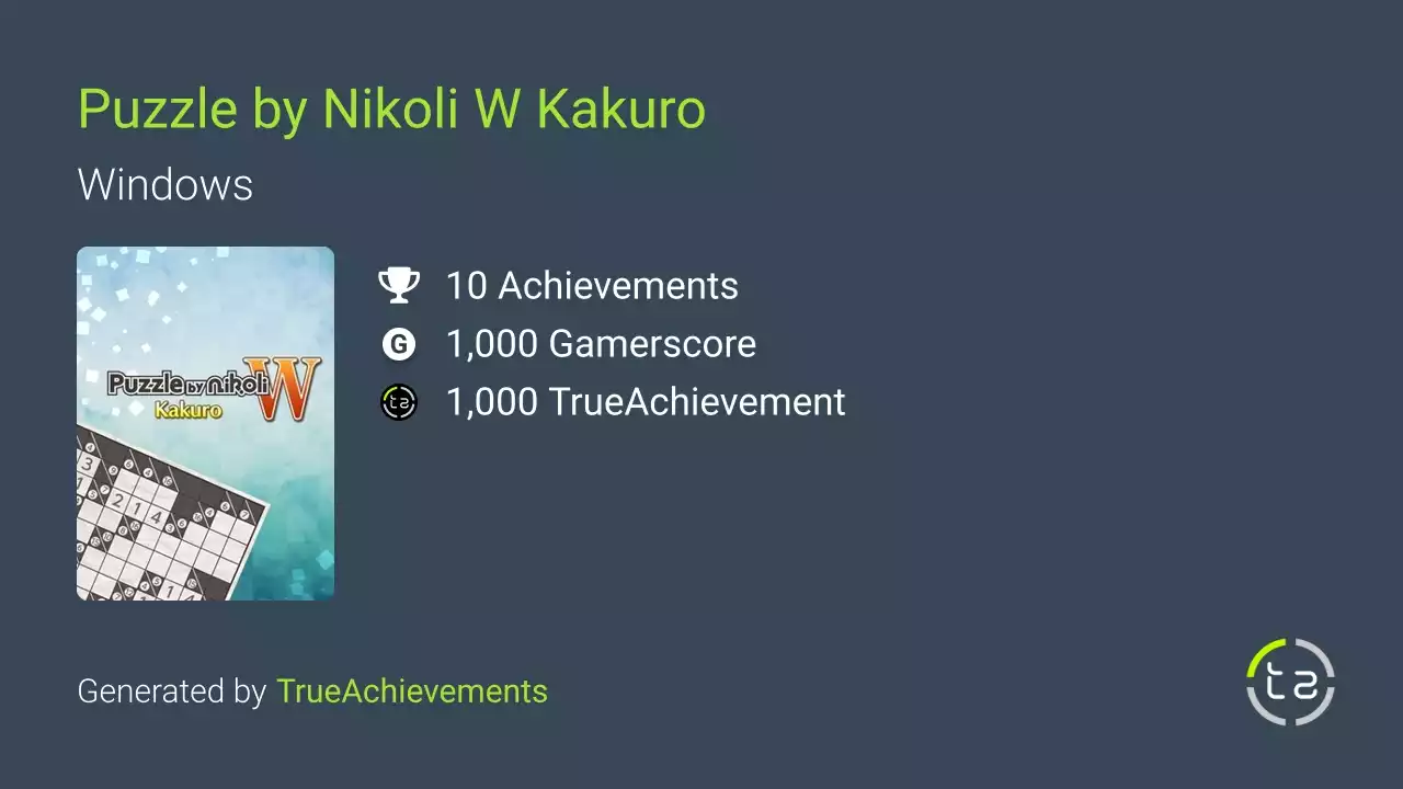 Puzzle by Nikoli W Kakuro (Windows) Achievements