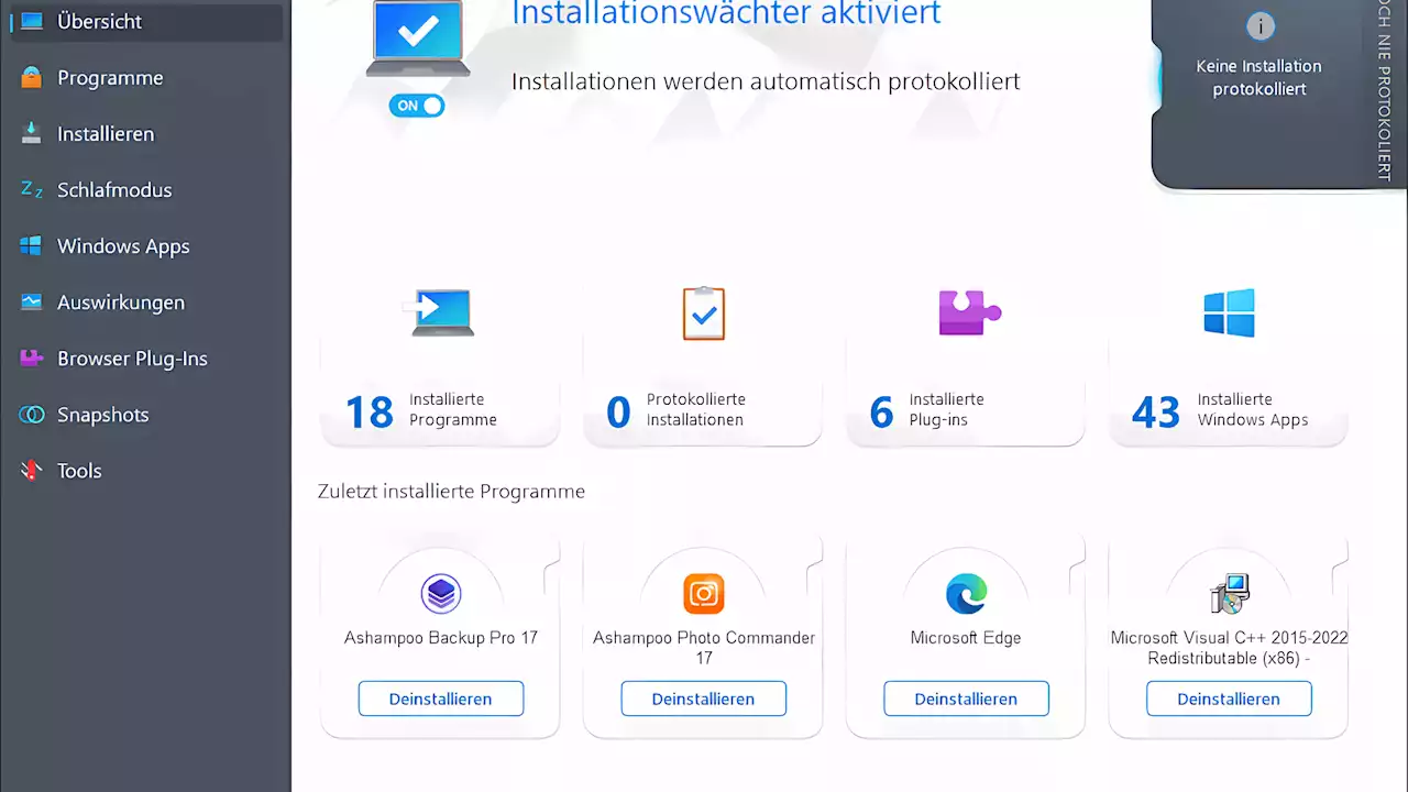 Ashampoo UnInstaller - Programme sauber entfernen