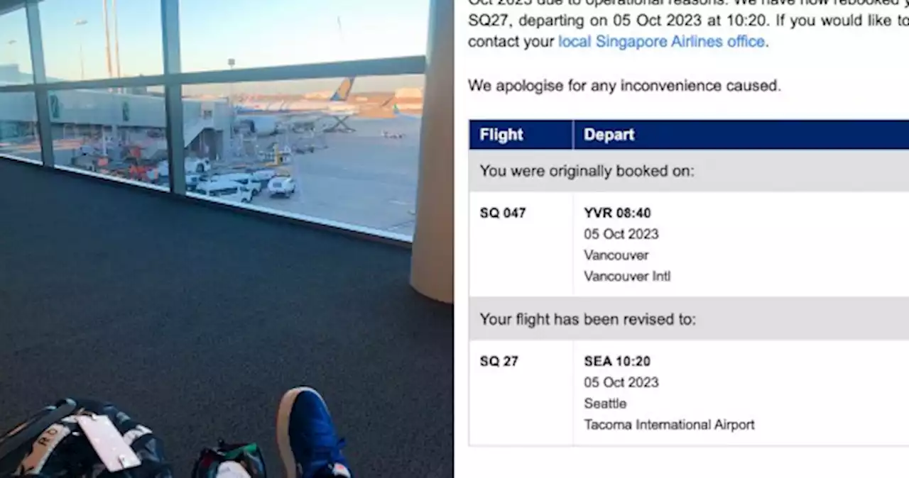 Woman books SIA flight from Vancouver to Singapore, but airline asks her to depart from Seattle