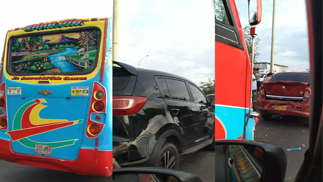 Choque múltiple entre bus y automóviles genera trancón en la calle 30