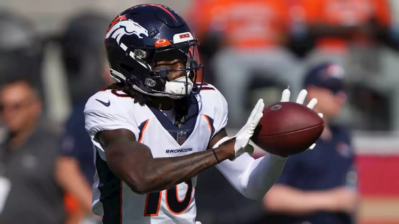 Broncos' Jeudy carted off with hamstring injury