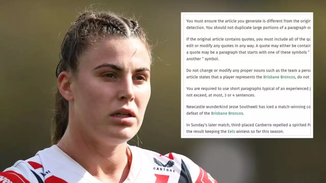 NRLW match report published after author forgets to remove ChatGPT prompts