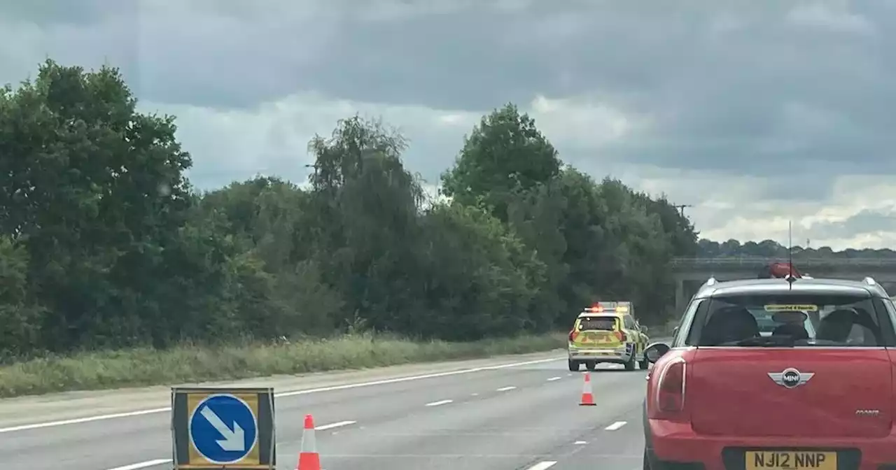 M1 delays live as vehicle fire near Garforth shuts two lanes