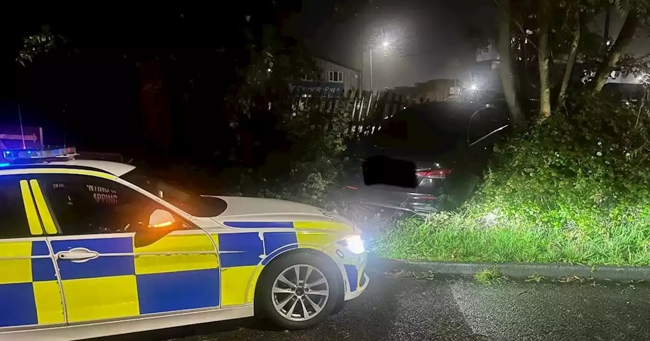 Mercedes driver tries to flee after smashing into bush in 130mph police chase