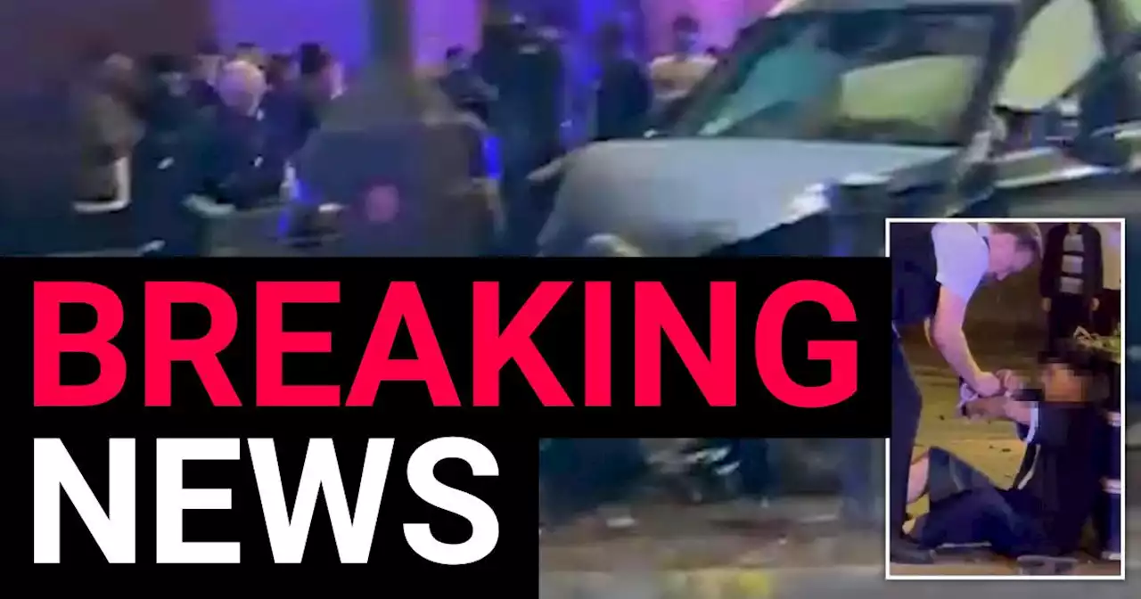 Four hospitalised after car smashes into benches during police chase