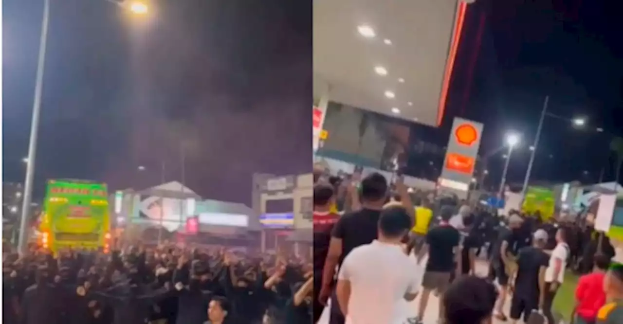 Fight between Penang and Kedah football fans caught on video in a petrol station