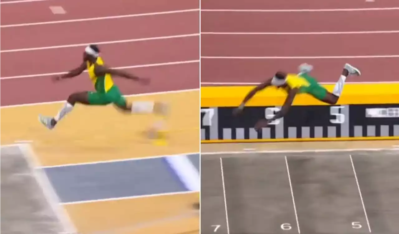 [Video] Atleta quiso ser como 'Superman'; disparatado salto largo en el mundial de atletismo