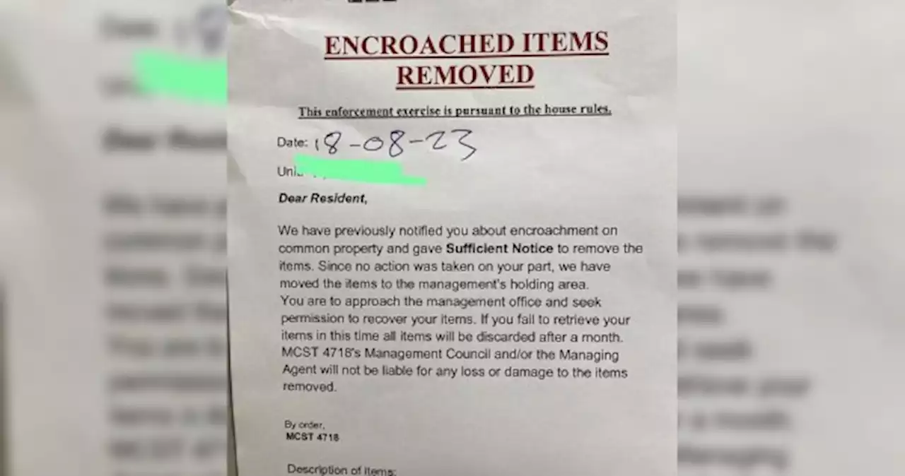 Sengkang condo management says resident's 'doormat' was 'decorative items', were only moved to unit's doorstep