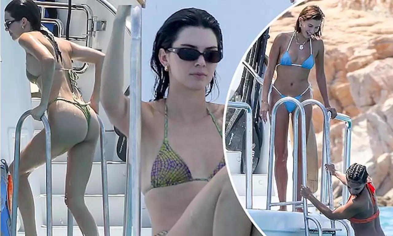 Kendall Jenner puts on VERY cheeky display in thong bikini on a yacht