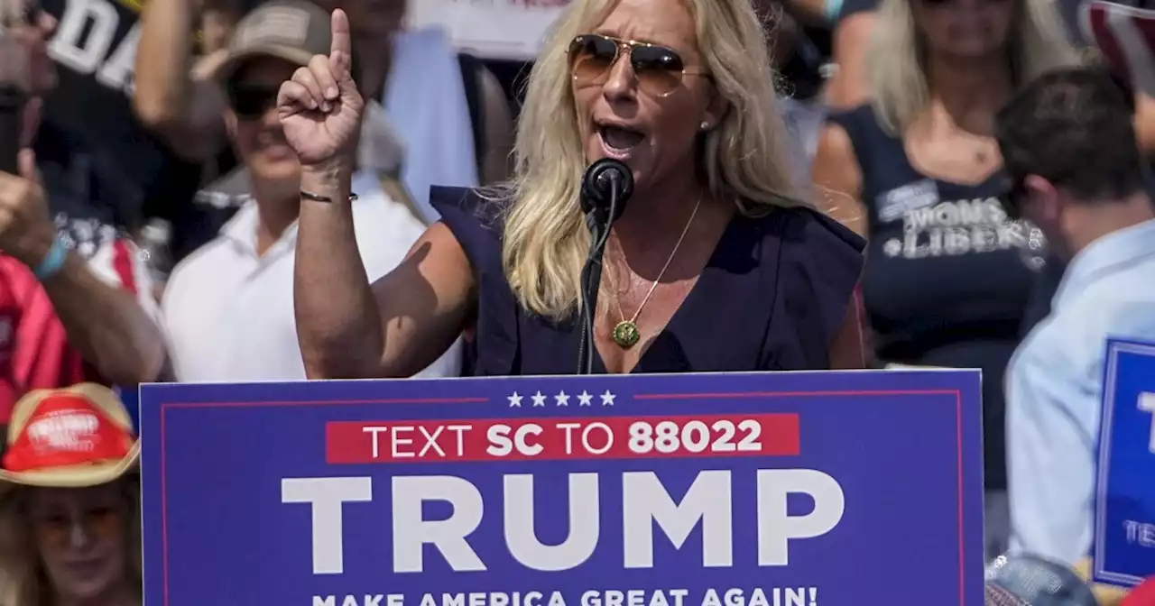 Donald Trump surrenders: Marjorie Taylor Greene greets supporters at Fulton County Jail