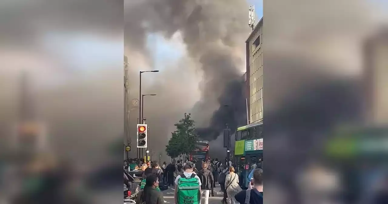 Roads closed as bus goes up in flames in Liverpool city centre