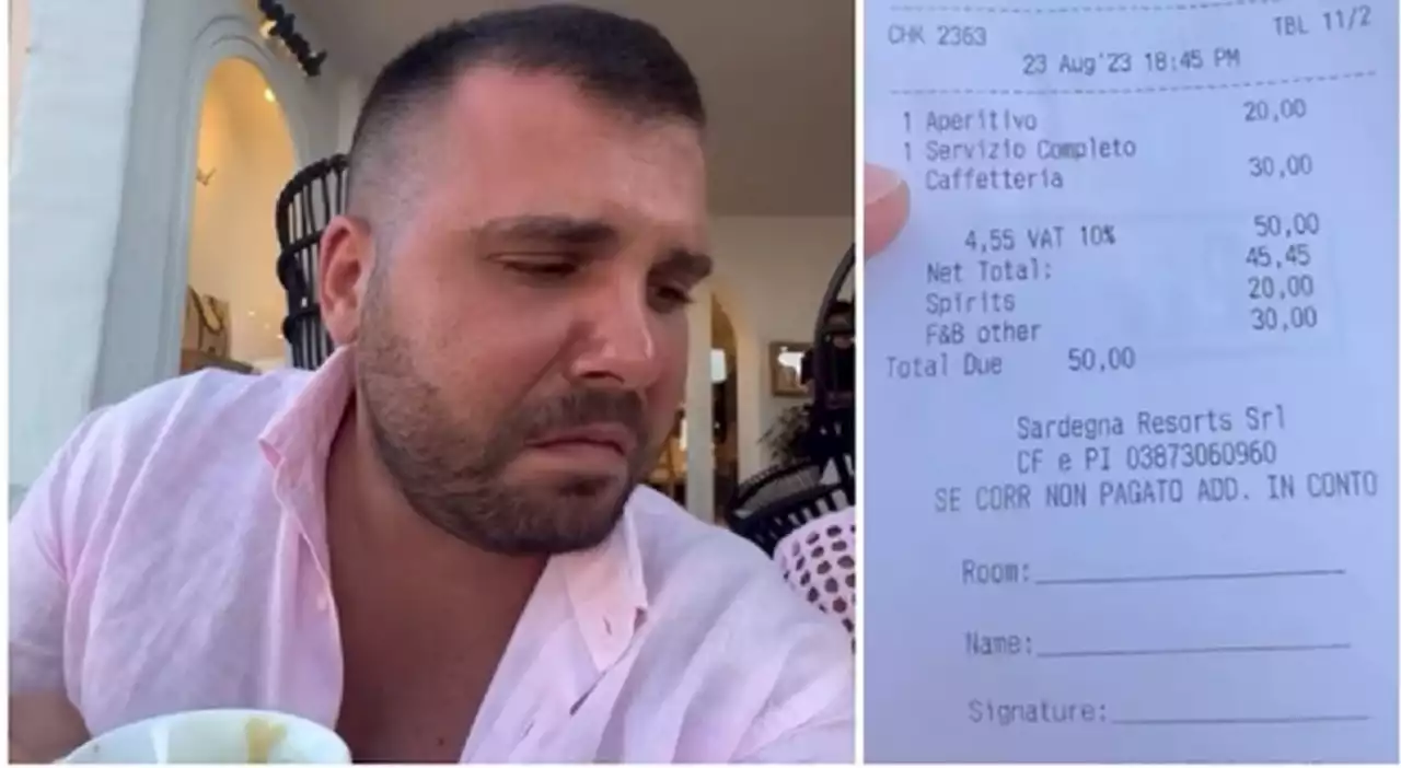 Scontrini folli, 50 euro per un caffè e un'orzata. L'influencer: «Quando ho visto il conto ho avuto un coccolone»