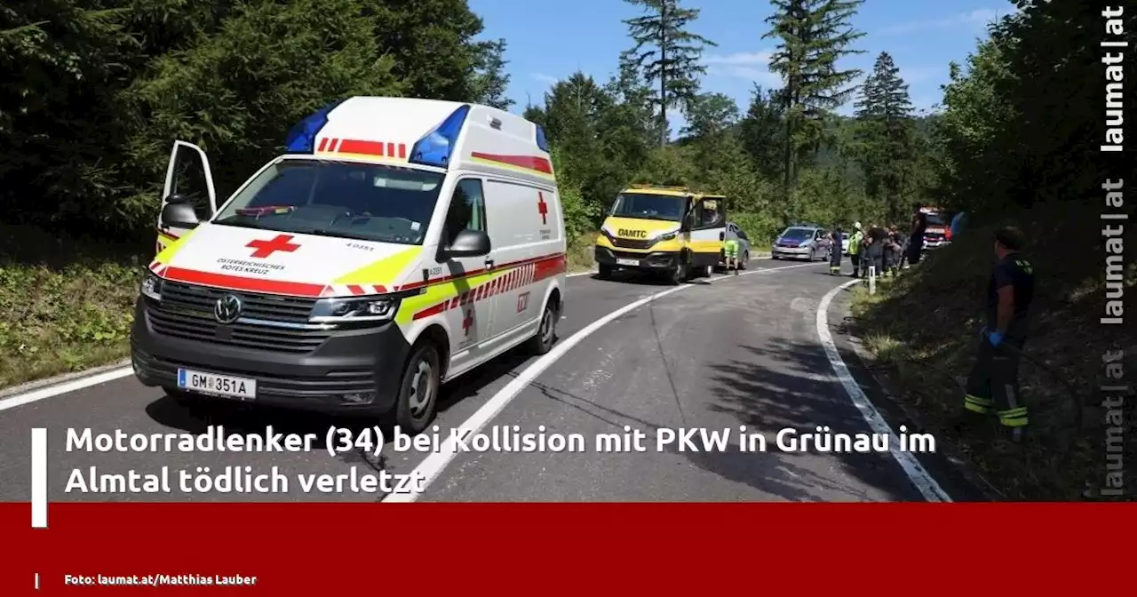 Motorradlenker (34) bei Kollision mit PKW in Grünau im Almtal tödlich verletzt