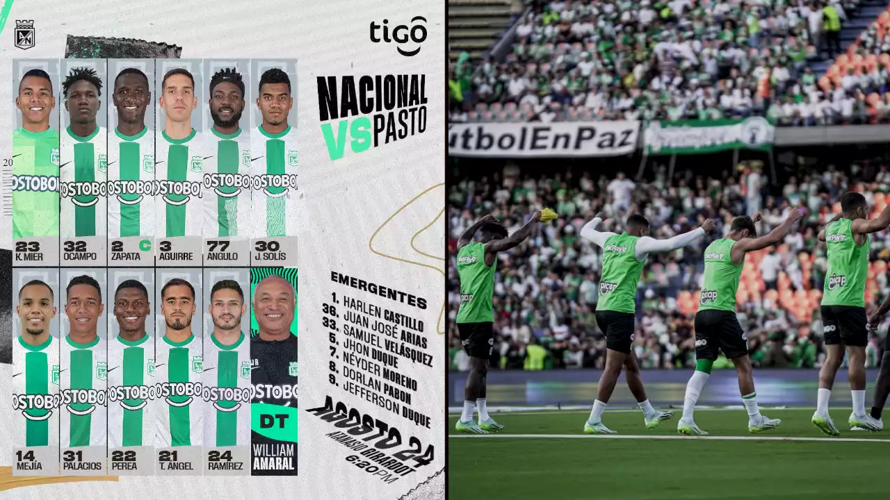 Con Tomás como novedad en la titular, así formará Atlético Nacional contra Pasto