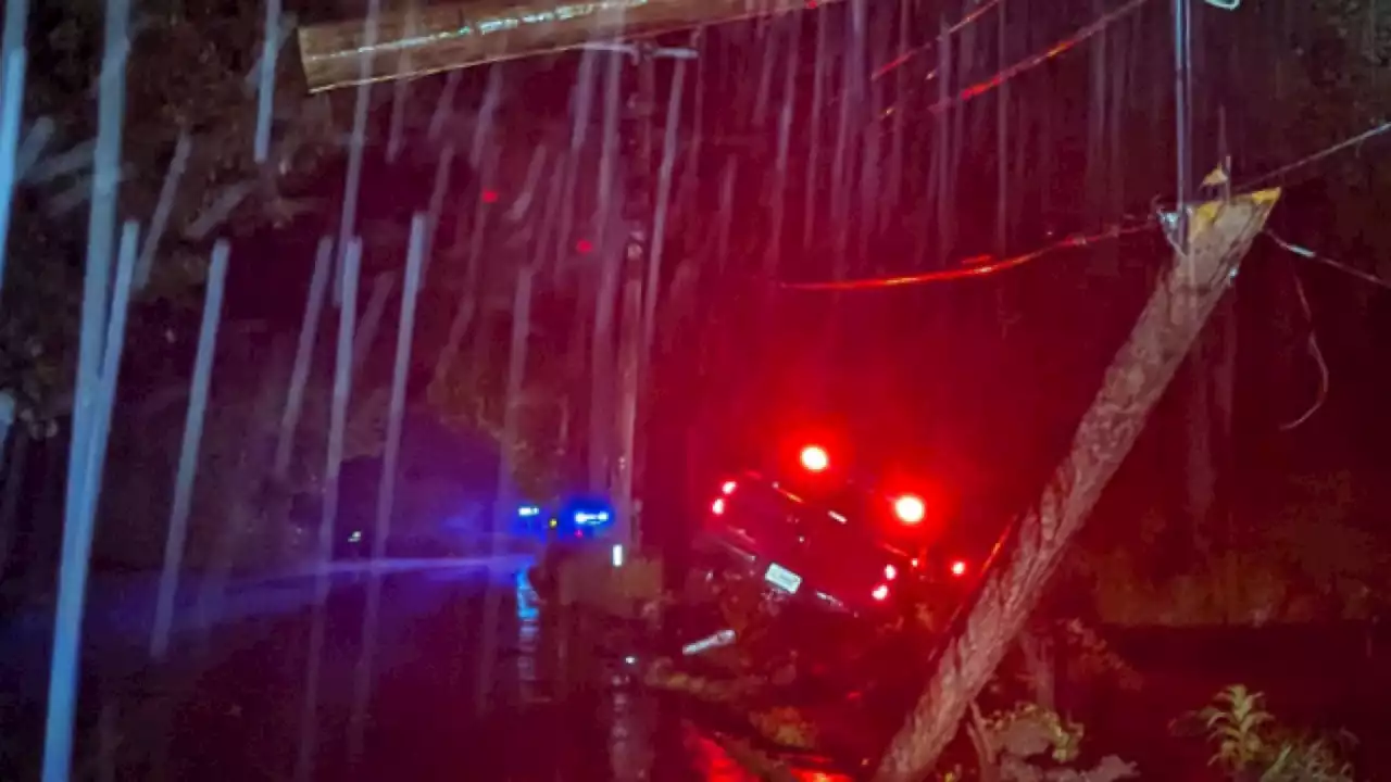 Crash in Tewksbury damages utility line, closes street