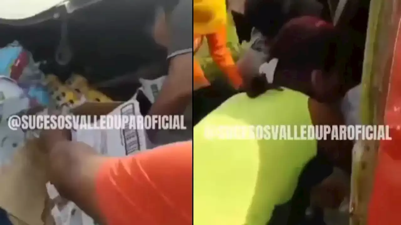 En video: conductor de camión accidentado suplicaba que no lo robaran, en plena carretera de Cesar