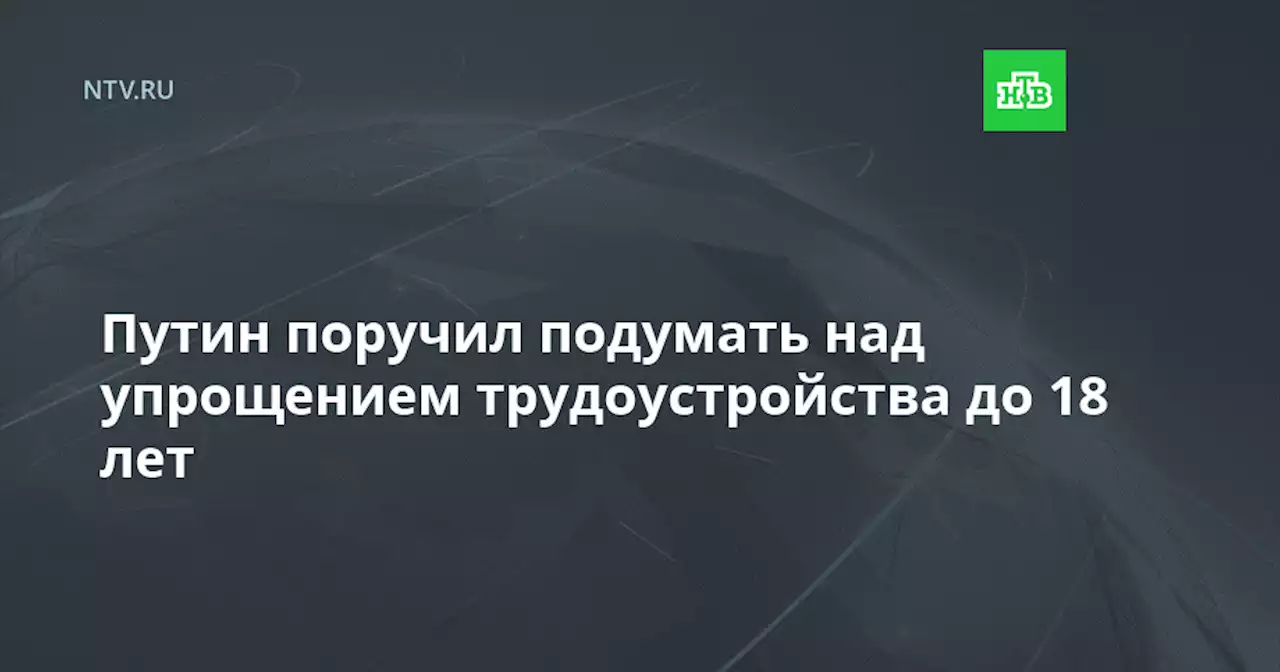 Путин поручил подумать над упрощением трудоустройства до 18 лет