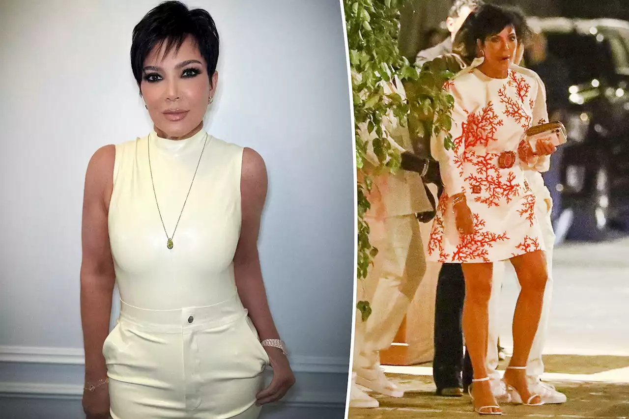 Kris Jenner puts on leggy display in $2K coral-print minidress for Corey Gamble date night