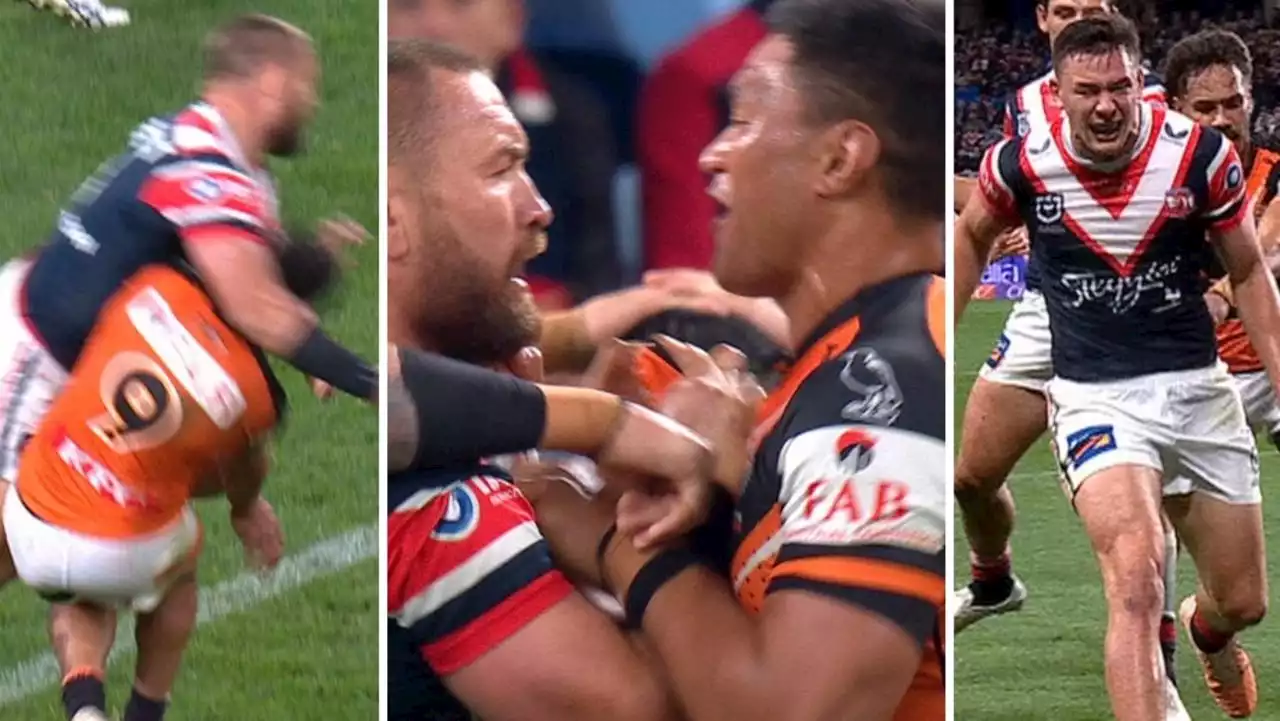 Enforcer’s brainfade, star’s injury sour Roosters’ dominant display amid sad Tigers fate