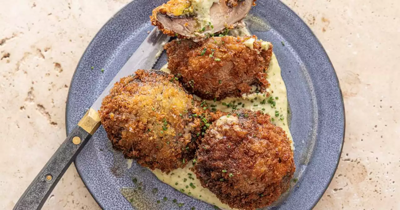 Portobello mushroom Kievs with tarragon aioli