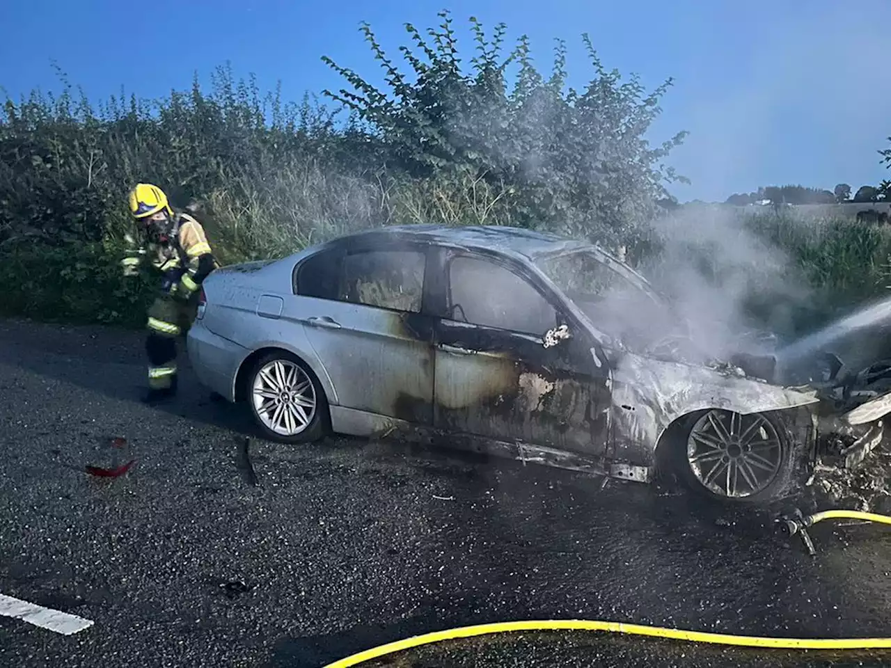 No injuries as dramatic car blaze closes Oswestry road