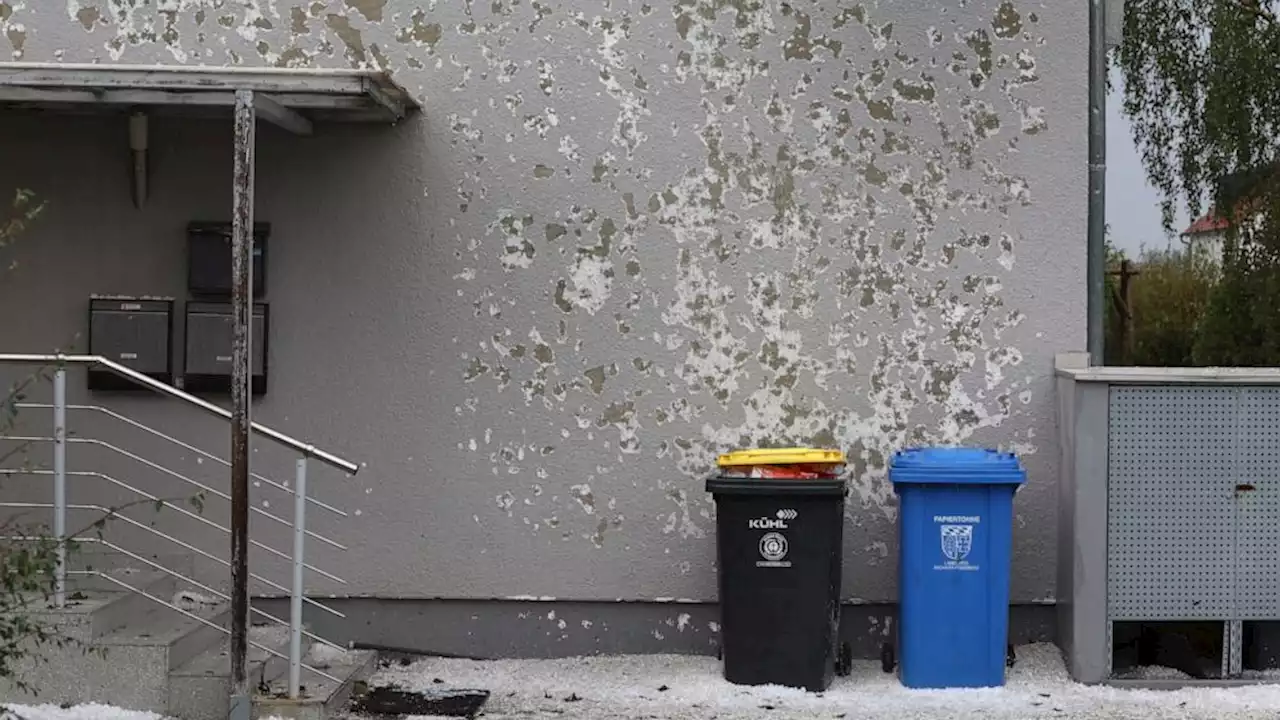 Large hailstones cause extensive damage in a small German town as a storm hits Bavaria